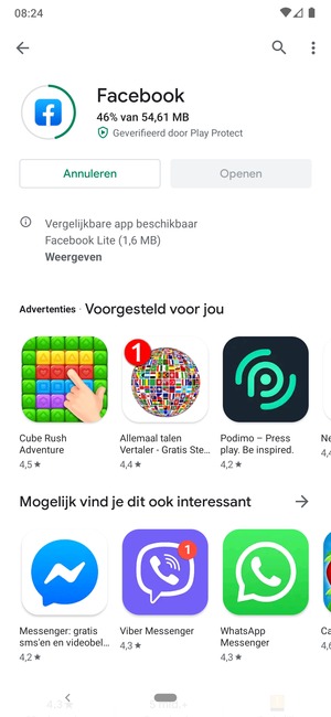 Wacht tot het installatieproces beëindigd is