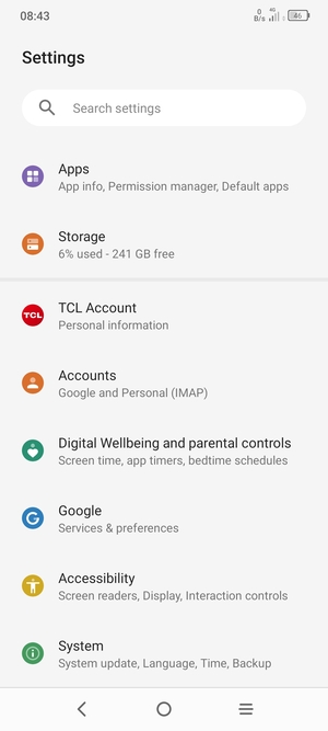 Scroll to and select System