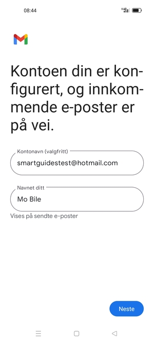 Gi kontoen din et navn, og skriv inn navnet ditt. Velg Neste