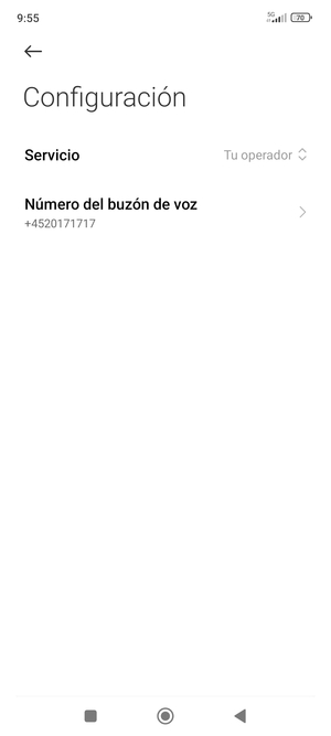 Seleccione Número del buzón de voz