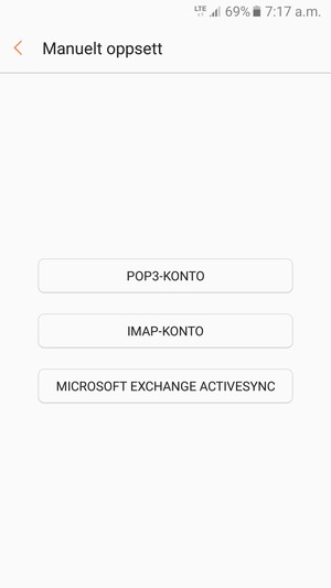 Velg POP3-KONTO eller IMAP-KONTO