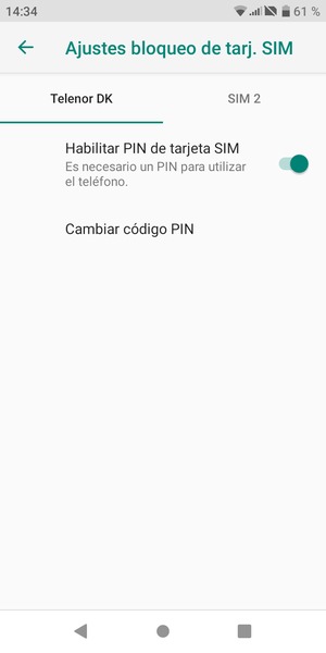 Seleccione Public y Cambiar código PIN