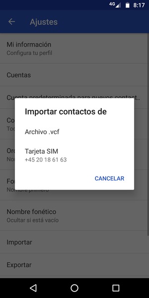Seleccione Tarjeta SIM