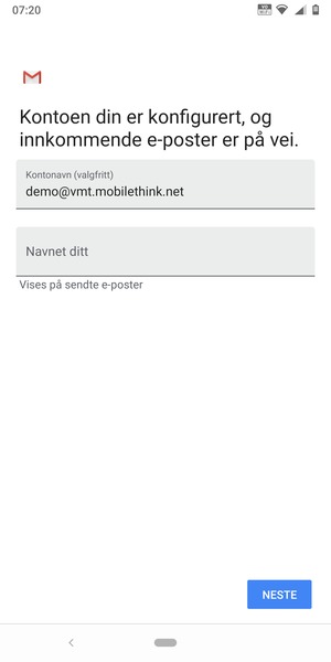 Gi kontoen din et navn, og skriv inn navnet ditt. Velg NESTE