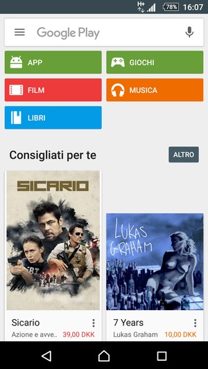 Seleziona la barra di ricerca