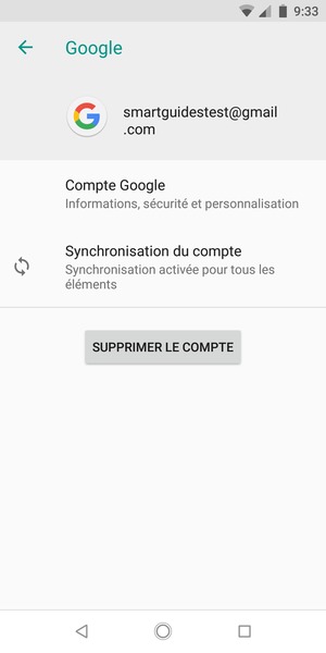 Sélectionnez Synchronisation du compte
