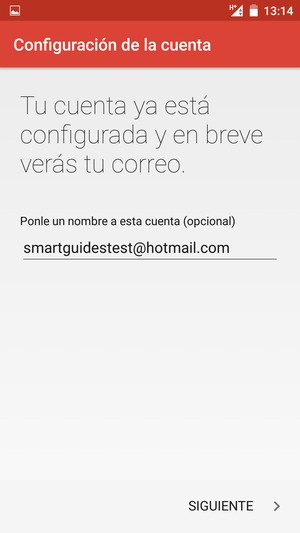 Déle a su cuenta un nombre y escriba su nombre. Seleccione SIGUIENTE