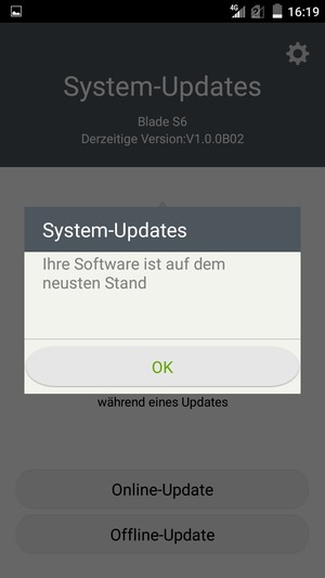 Falls Ihr Handy aktualisiert ist, wählen Sie OK