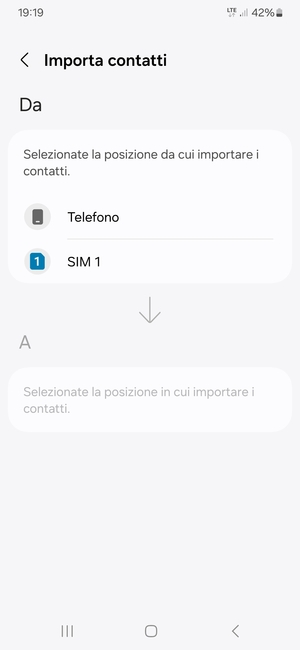 Seleziona SIM 1 o SIM 2