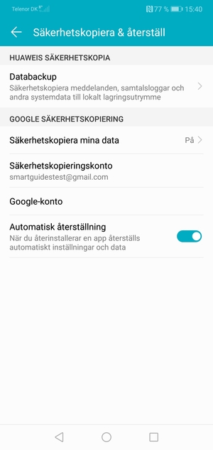 Välj Säkerhetskopieringskonto