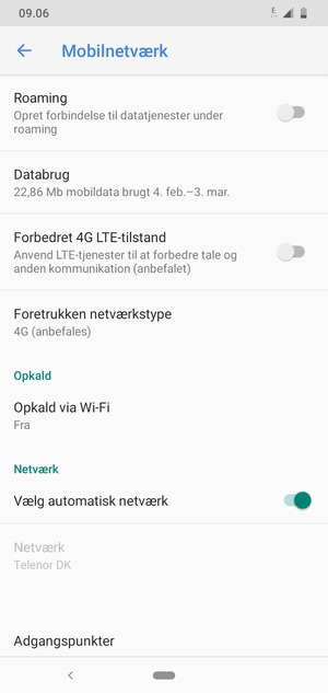 Slå Vælg automatisk netværk fra