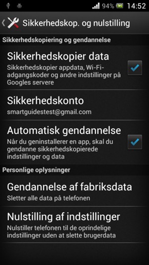 Vælg Sikkerhedskonto