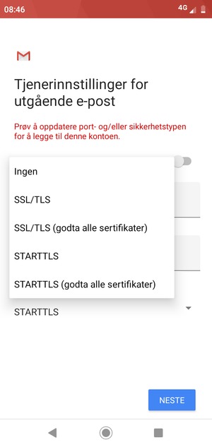 Velg Ingen og NESTE