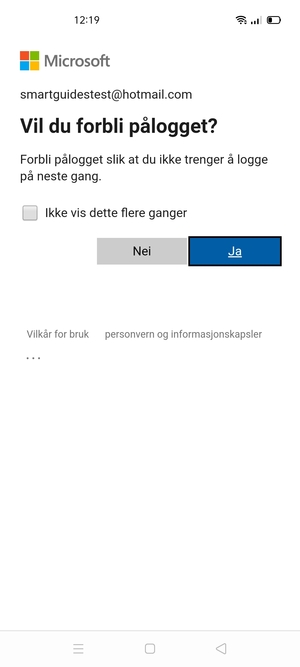 Velg ønsket alternativ