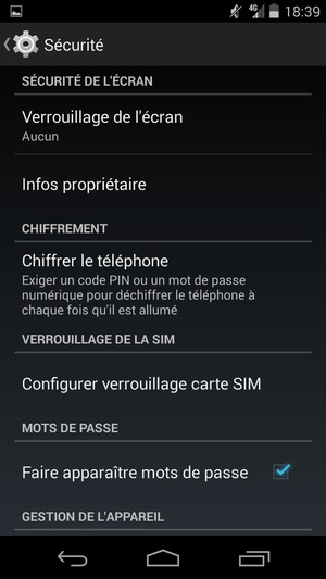 Sélectionnez Configurer verrouillage carte SIM