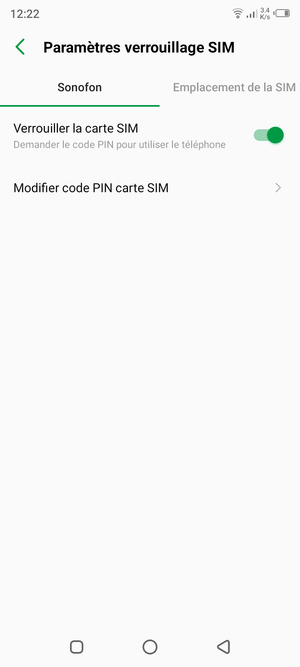 Sélectionnez Modifier code PIN carte SIM