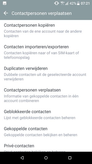 Selecteer Contacten importeren/exporteren 