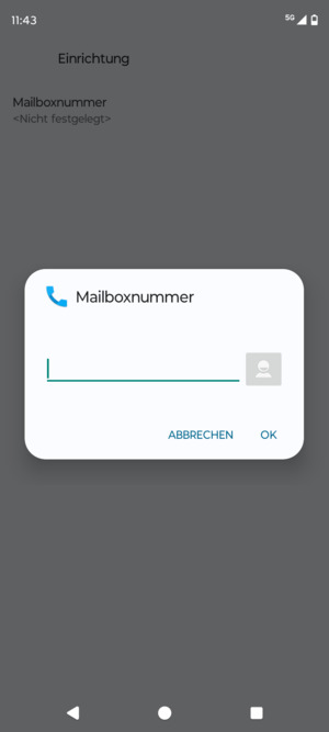 Geben Sie die Mailboxnummer ein und wählen Sie OK