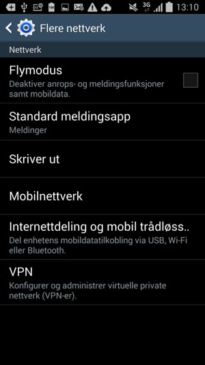 Velg Internettdeling og mobil trådløssone