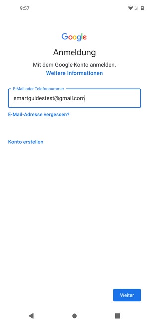 Geben Sie Ihre Gmail Adresse ein und wählen Sie Weiter