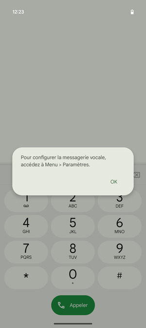 Si votre messagerie vocale n'est pas configurée, sélectionnez OK