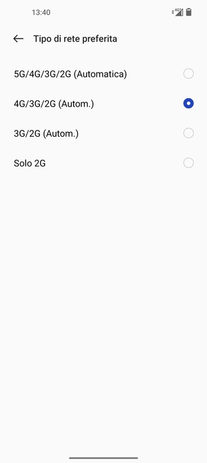 Seleziona la tua opzione preferita