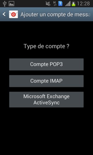 Sélectionnez Microsoft Exchange ActiveSync