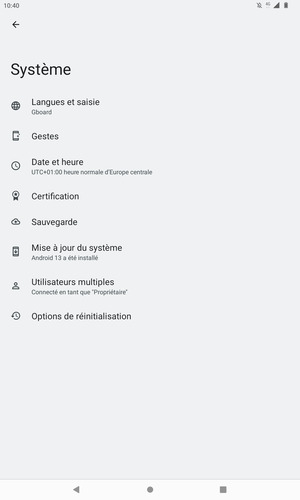 Sélectionnez Mise à jour du système
