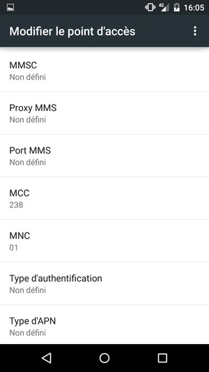 Faites défiler vers le bas et saisissez les informations MMS