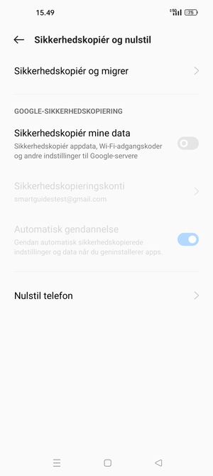 Aktiver Sikkerhedskopiér data