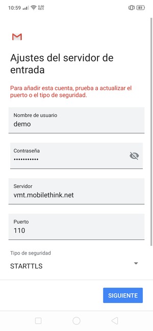Seleccione Tipo de seguridad