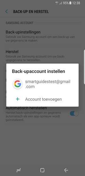 Selecteer uw back-up-account