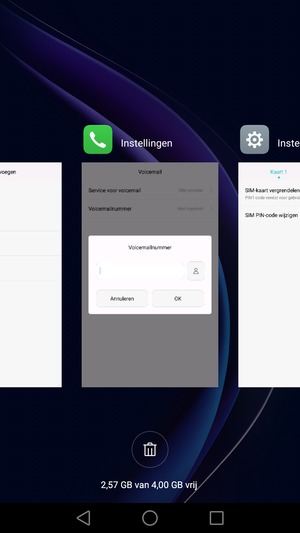 Selecteer het Verwijderen-pictogram om alle actieve apps te sluiten