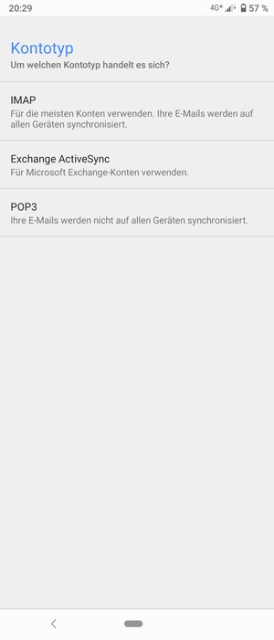 Wählen Sie IMAP oder POP3