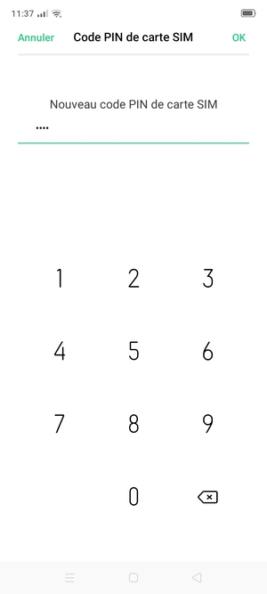 Saisissez votre Nouveau code PIN de carte SIM et sélectionnez OK