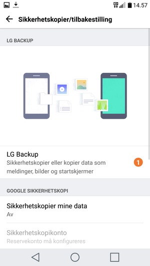 Velg Sikkerhetskopier mine data