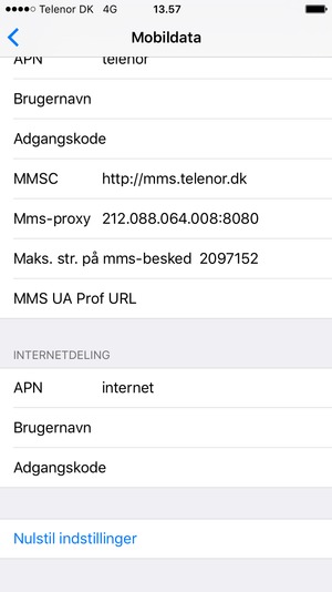 Scroll til og vælg Nulstil indstillinger