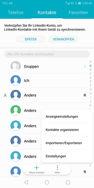 Wählen Sie Importieren/Exportieren