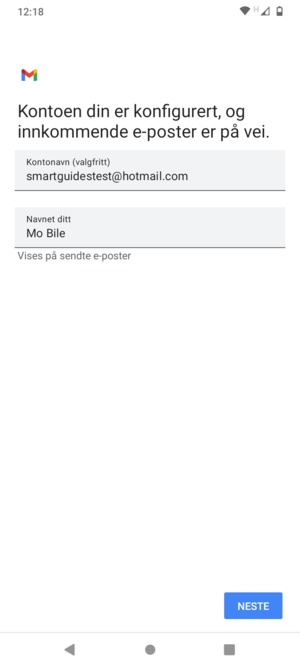 Gi kontoen din et navn, og skriv inn navnet ditt. Velg NESTE