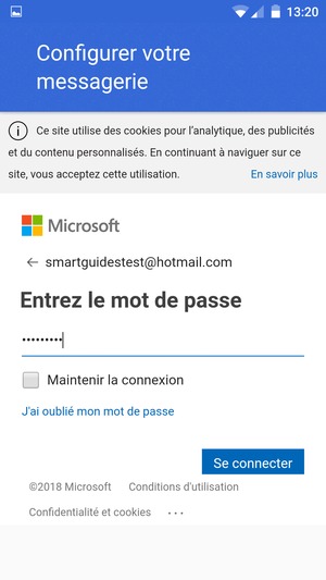 Saisissez votre mot de passe et sélectionnez Se connecter