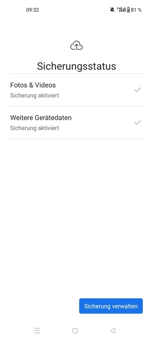 Wählen Sie Sicherung verwalten