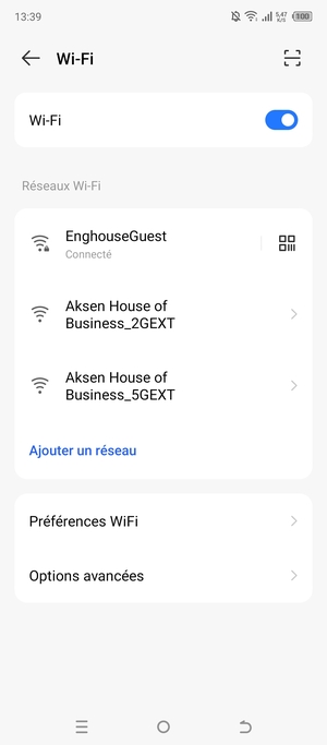 Vous êtes maintenant connecté au réseau Wi-Fi