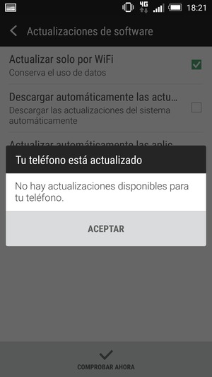 Si su teléfono está actualizado, seleccione ACEPTAR