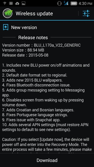 Als uw telefoon niet up-to-date is, selecteert u Download