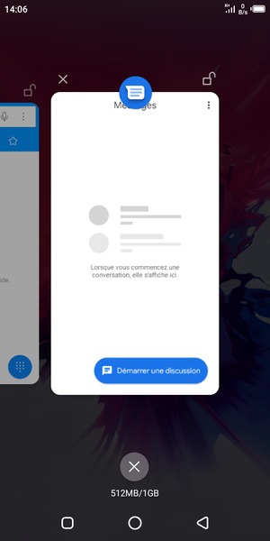 Sélectionnez l'icône Supprimer pour fermer toutes les applis en cours d'exécution