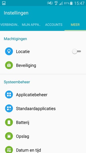 Selecteer MEER en Beveilinging