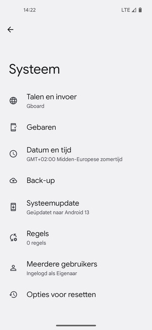 Selecteer Back-up