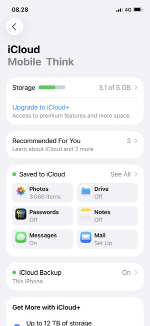 Select iCloud Backup
