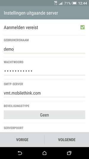 Voer Uitgaand serveradres in
