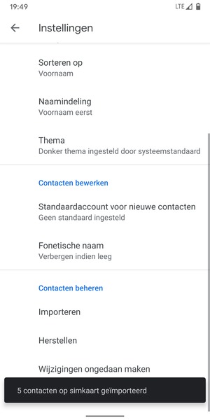 Uw contactpersonen worden opgeslagen naar uw Google-account en naar uw telefoon de volgende keer dat Google gesynchroniseerd wordt.